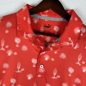 Puma Cloudspun Conservation Polo Shirt Mens M Orange‎ cactus Golf Performance